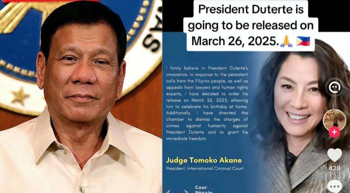 លោក Duterte អតីតប្រធានាធិបតីហ្វីលីពីន នឹងត្រូវដោះលែង នៅថ្ងៃទី២៦ ខែមីនា ឆ្នាំ២០២៥